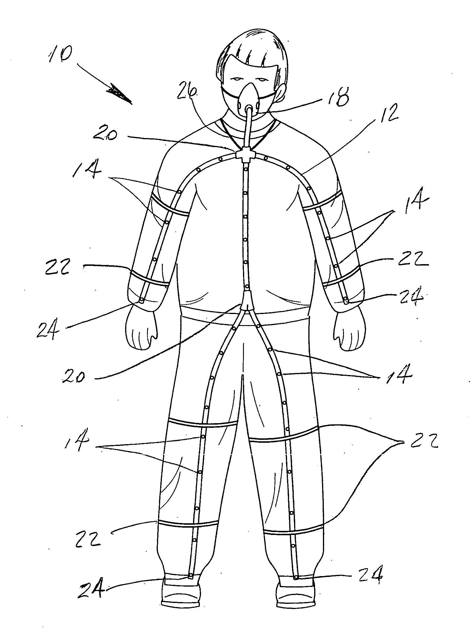 Recirculated self-heating air delivery system to warm the body