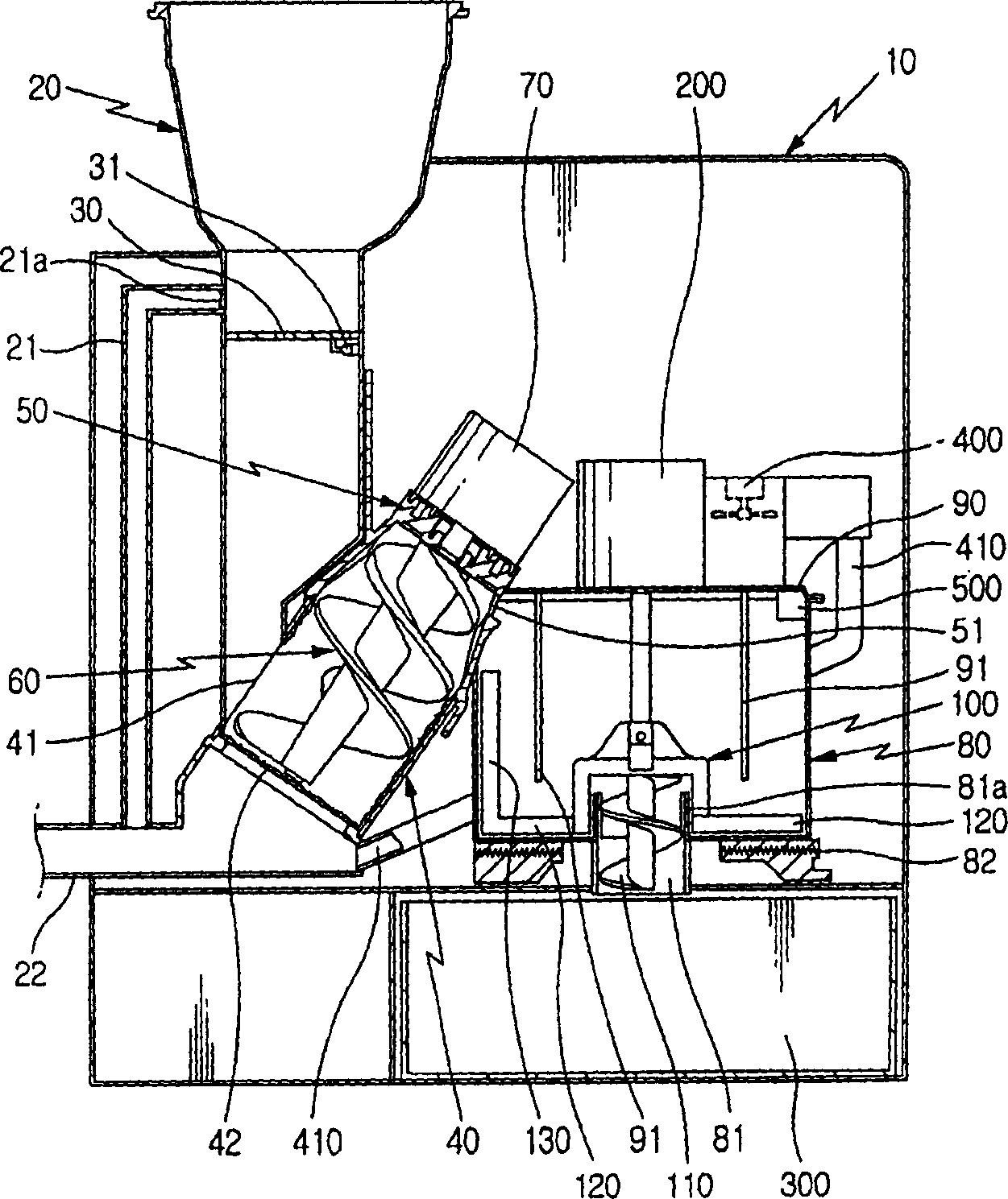 Food-trash processing unit for kitchen