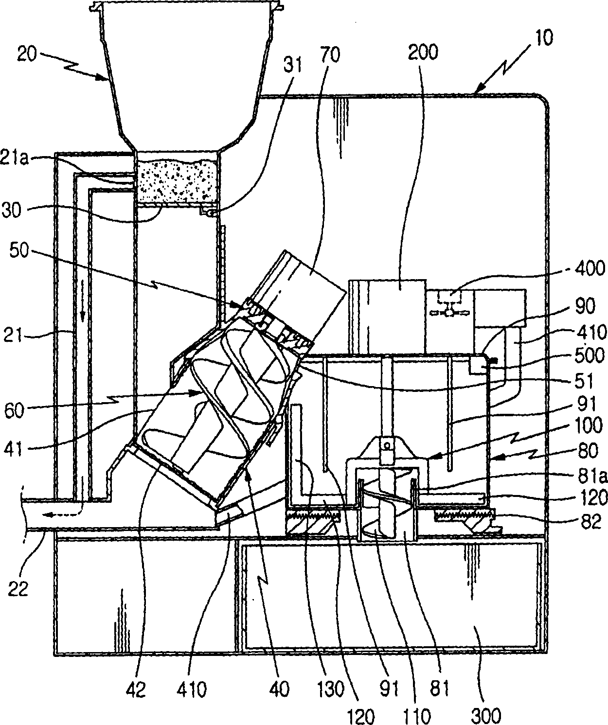 Food-trash processing unit for kitchen