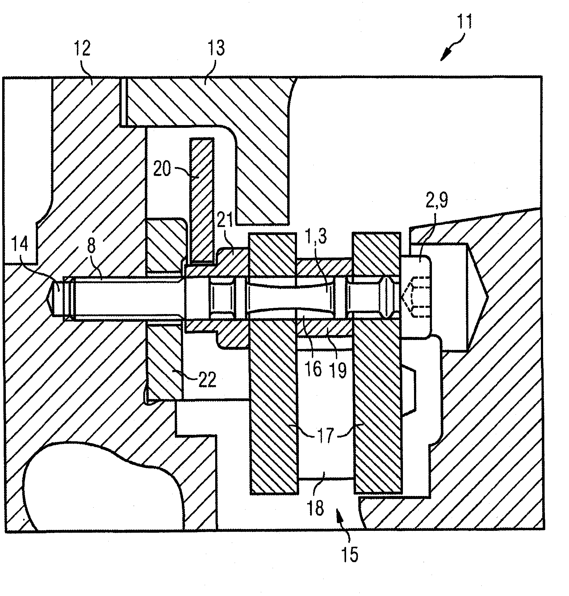 Securing element and exhaust gas turbocharger having variable turbine geometry