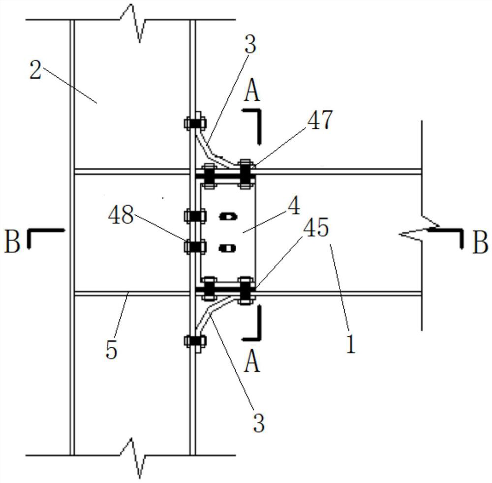 Self-resetting steel frame beam-side column joint and construction method thereof