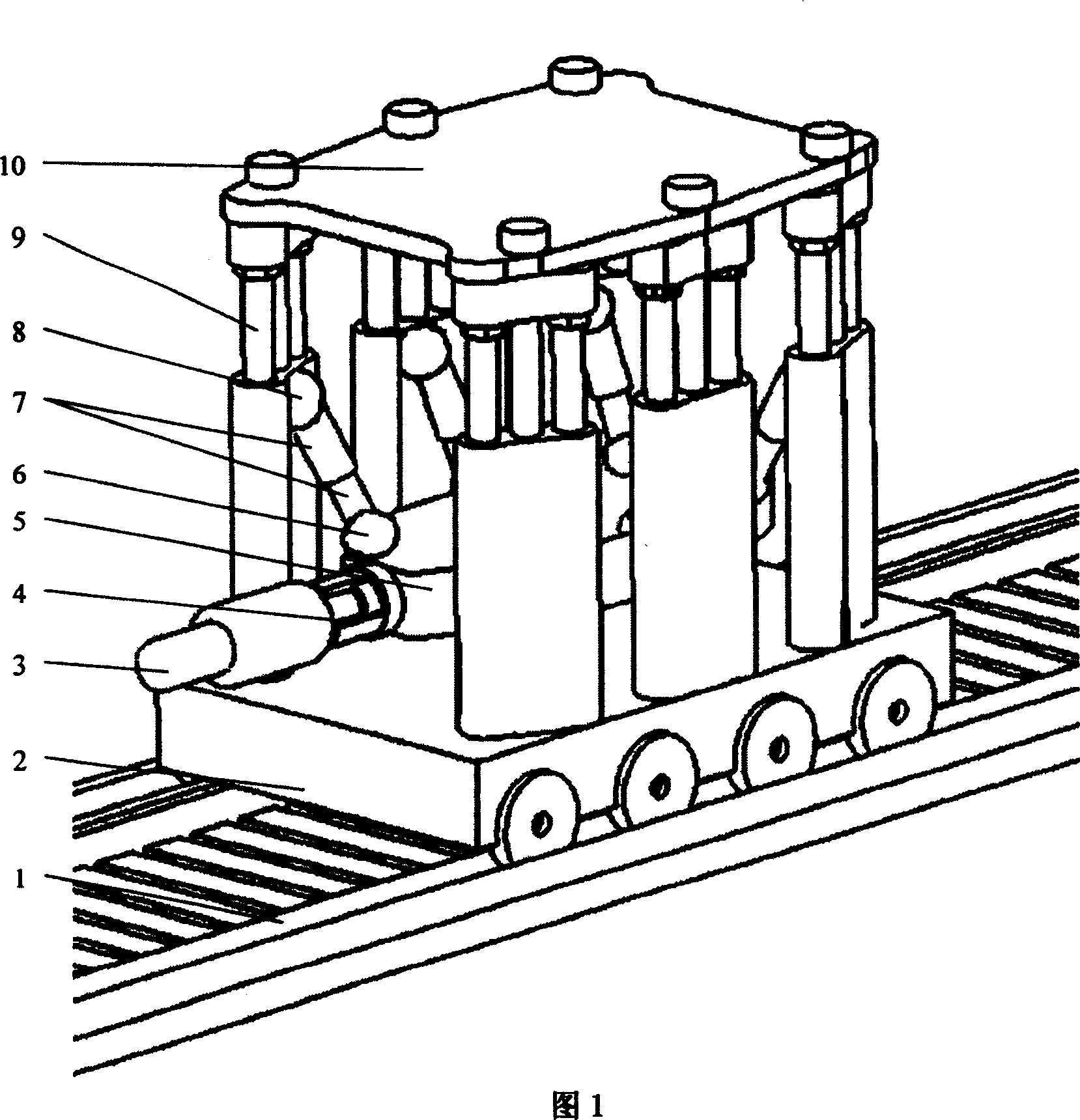 Double-ball joint telescopic six-dimensional parallel forging operation machine