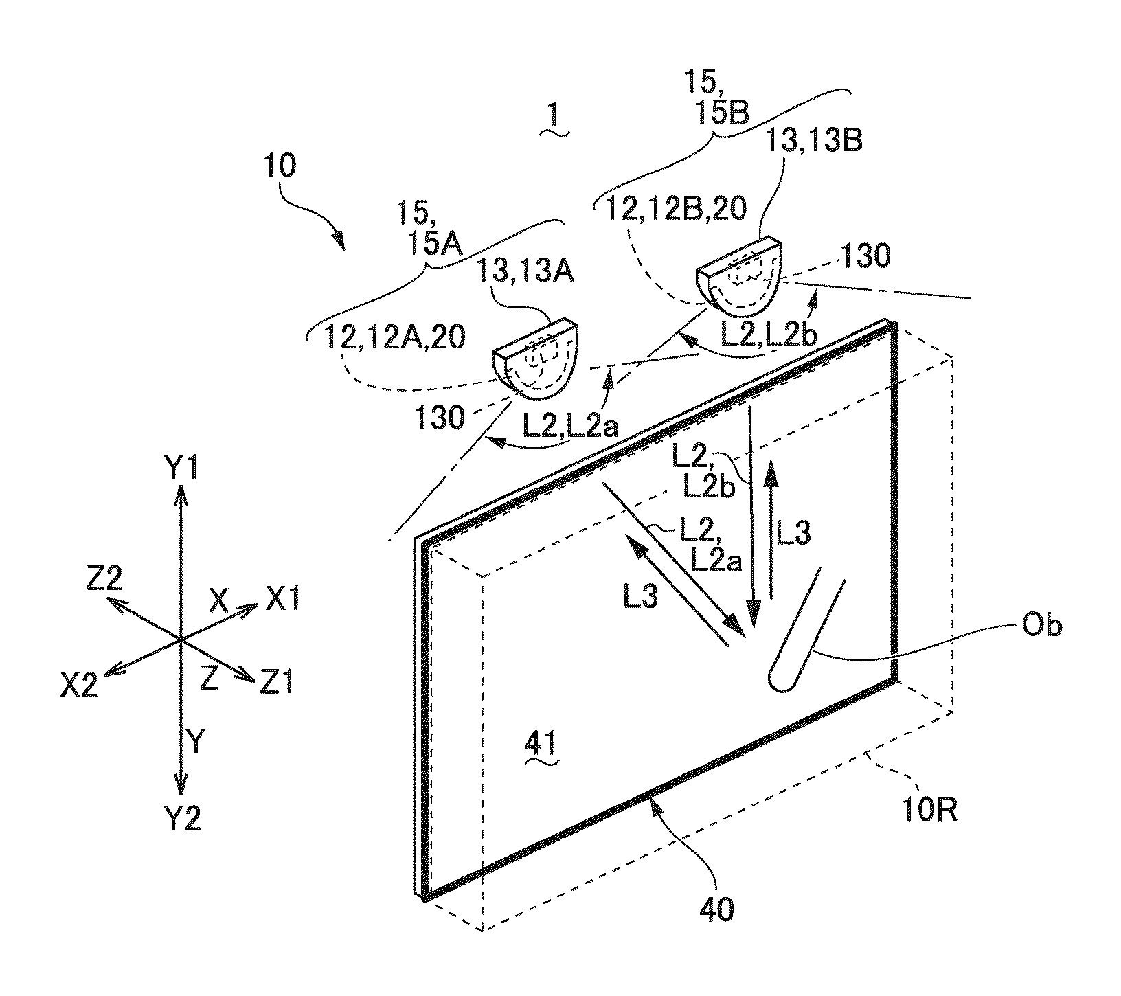 Optical position detection device and display system with input function