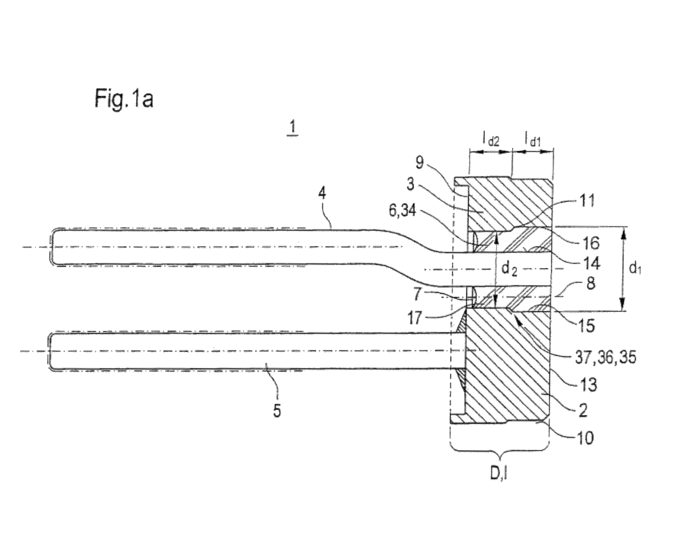 Metal-sealing material-feedthrough and utilization of the metal-sealing material feedthrough with an airbag, a belt tensioning device, and an ignition device