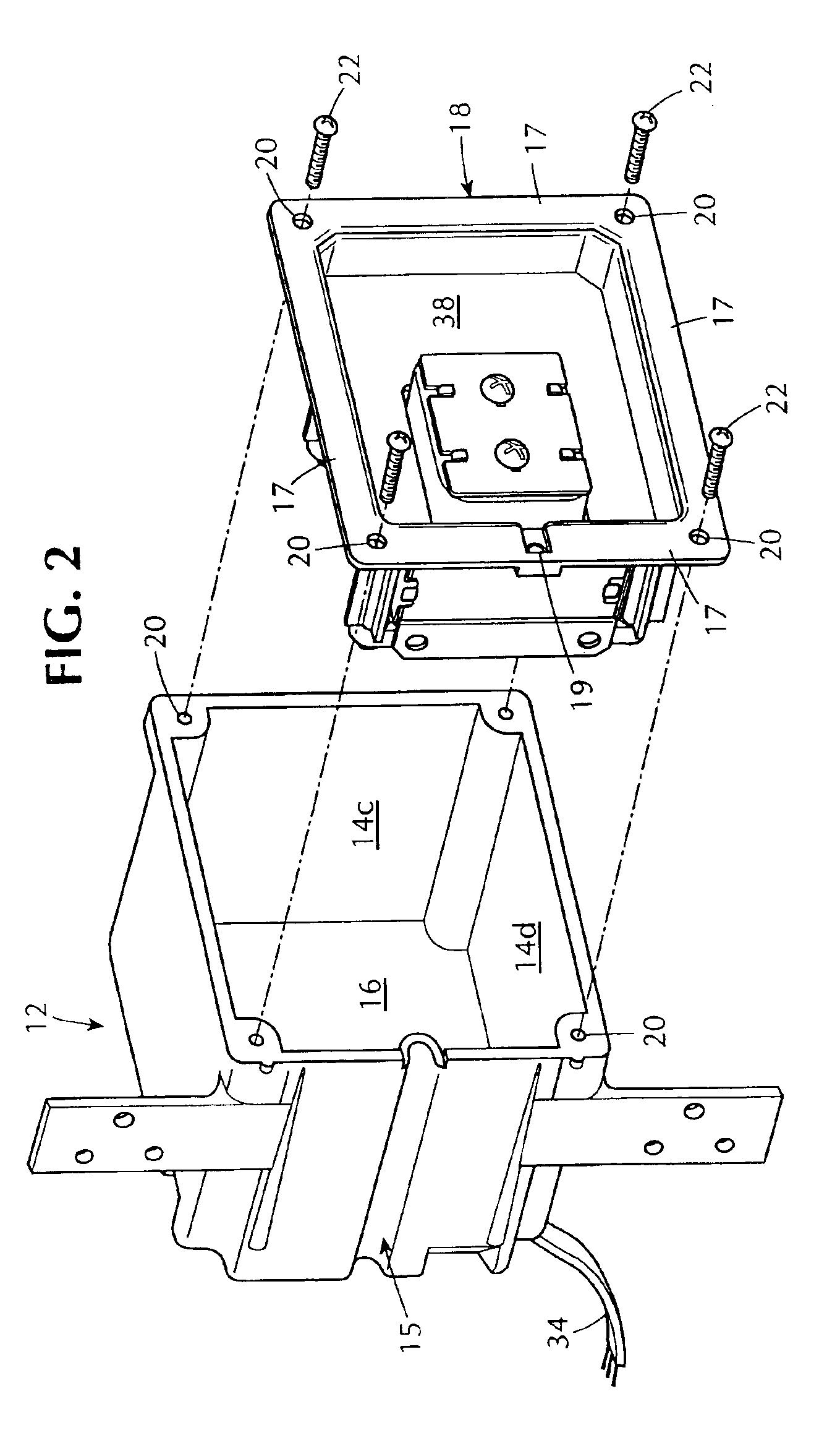 Electrical rough-in box for low voltage transformer