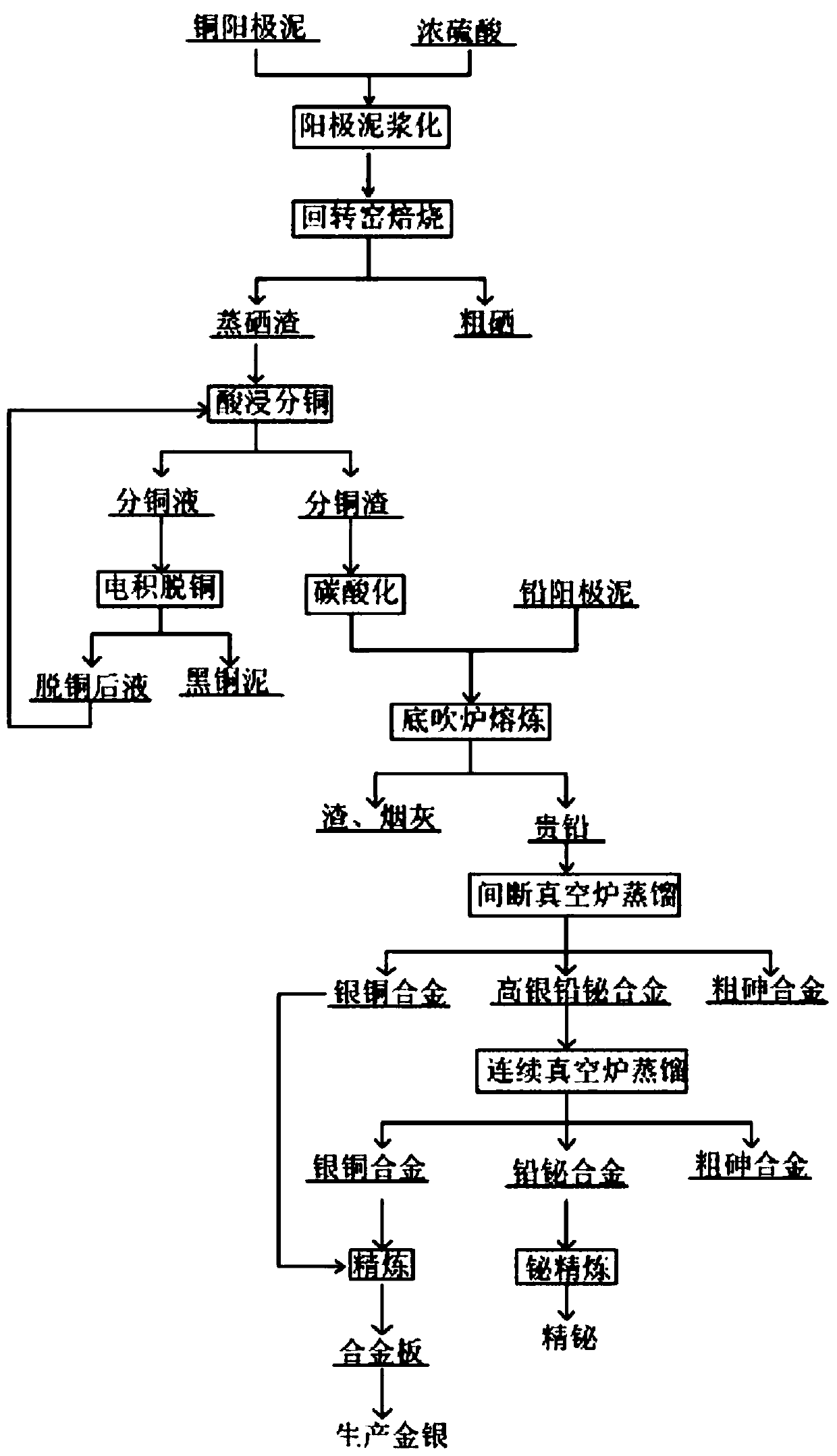 Lead anode mud and copper anode mud combined treatment method