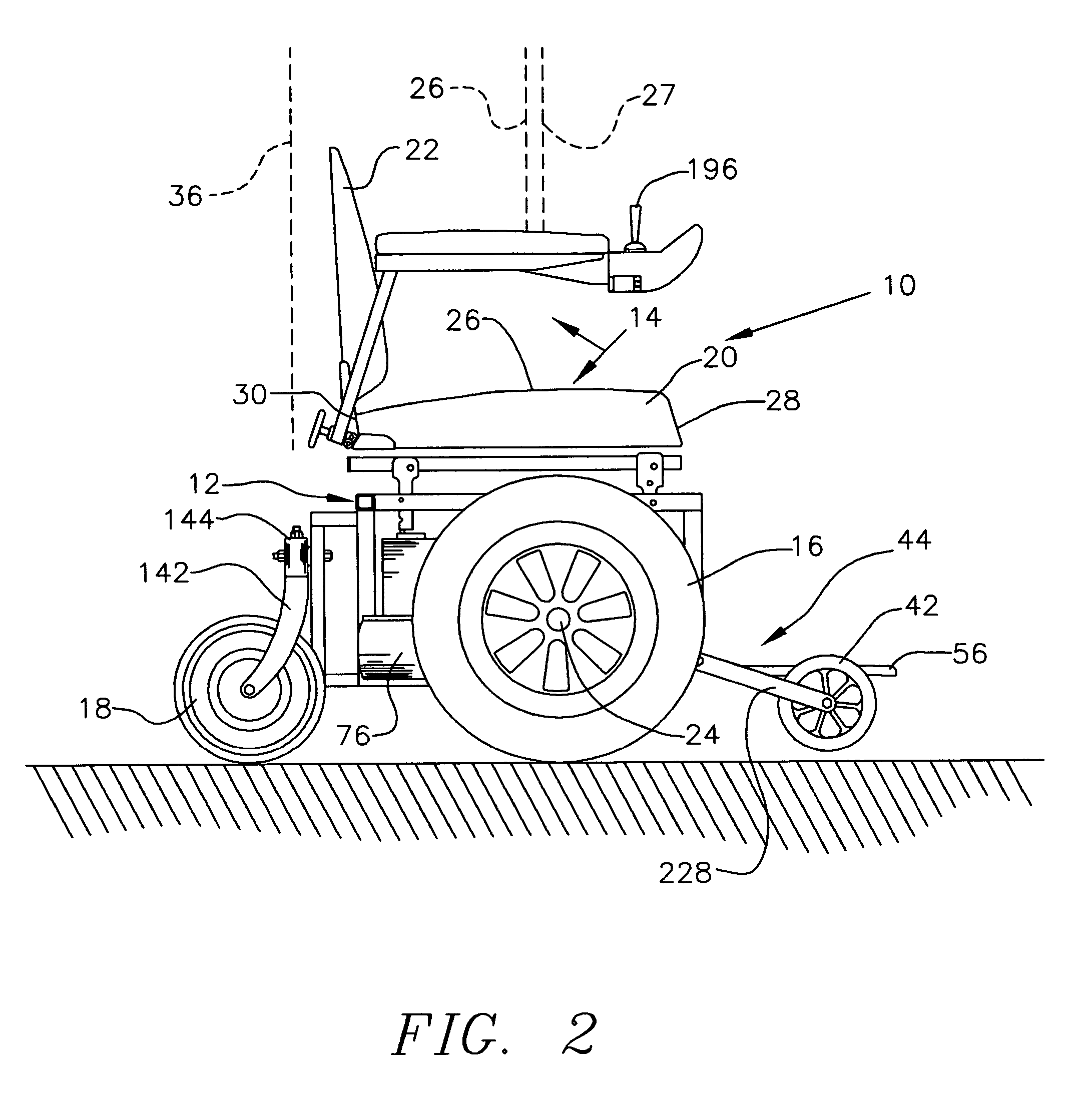 Curb-climbing power wheelchair