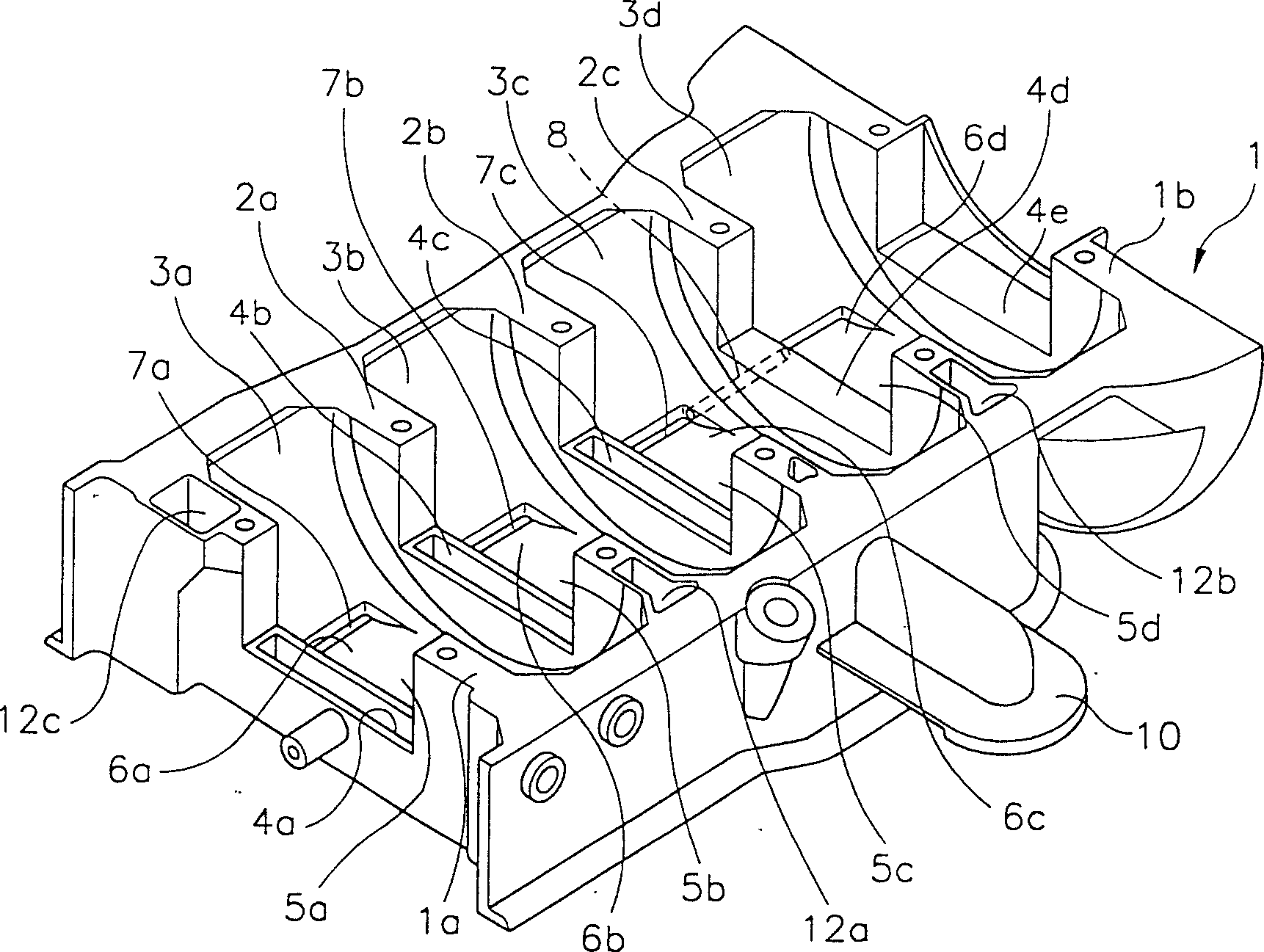 Stepped engine frame