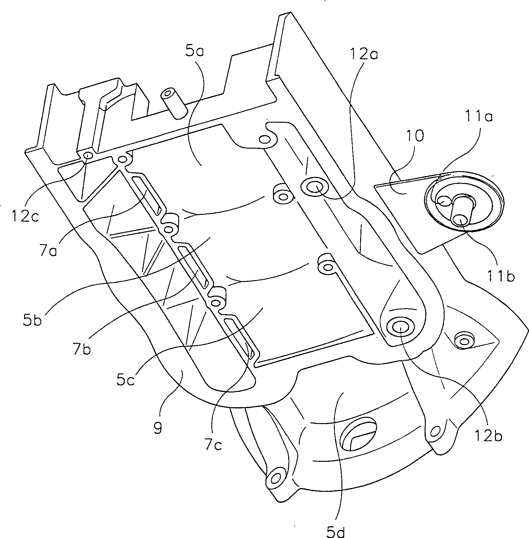 Stepped engine frame