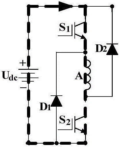 Single power converter drive-based double-switch reluctance motor operation control system