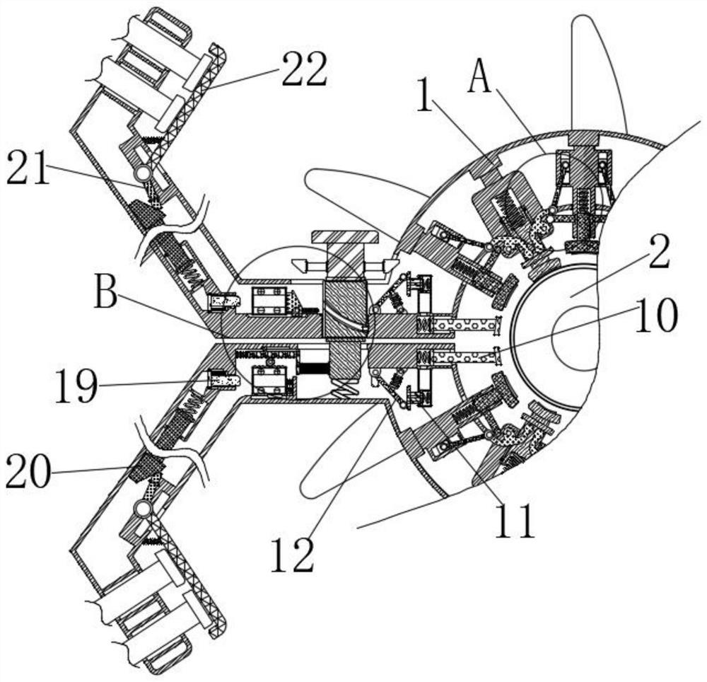 Industrial fan mounting support frame device with reminding and buffering functions