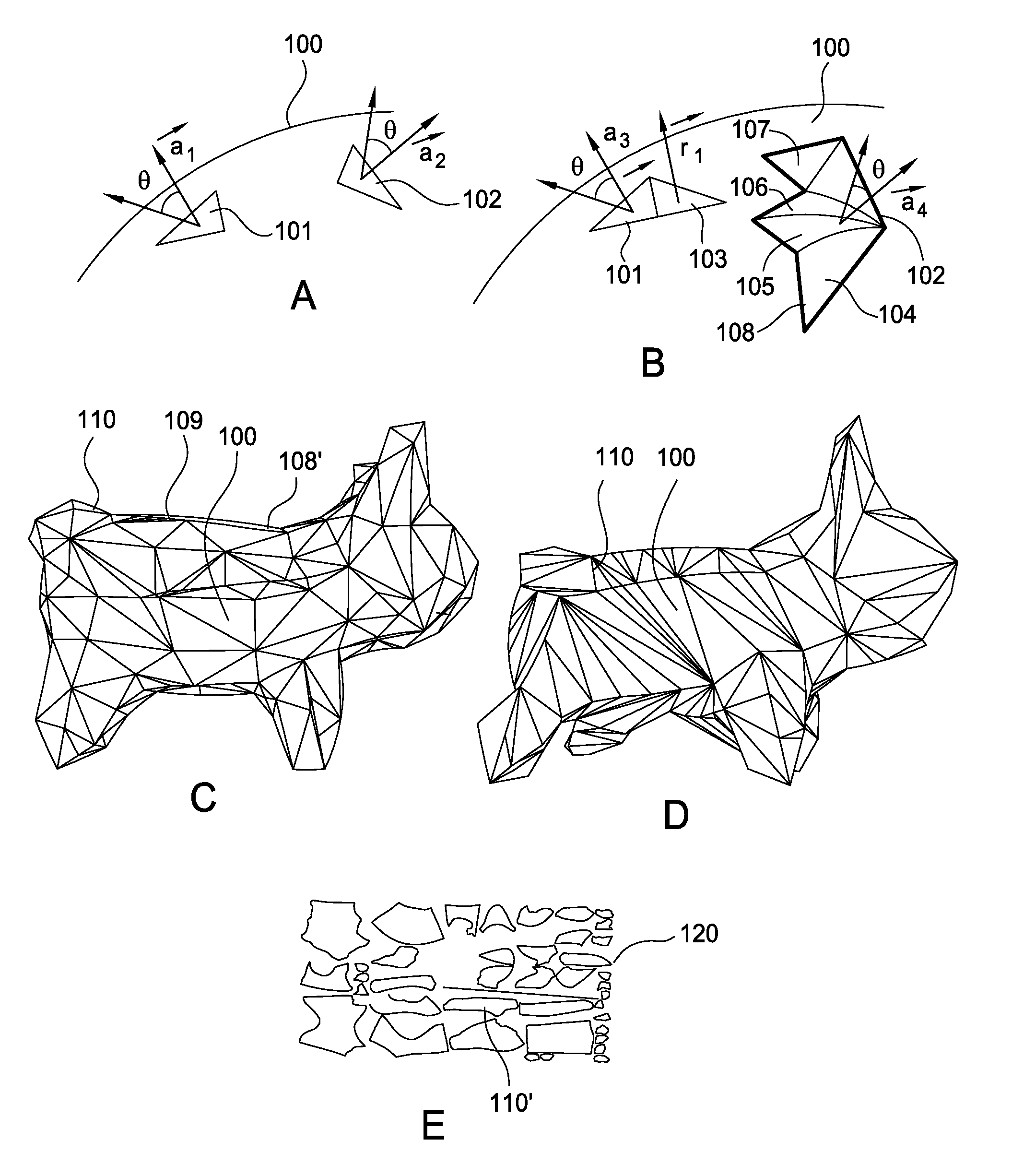 Decomposition of 3D geometry into developable surface patches and 2d cut patterns