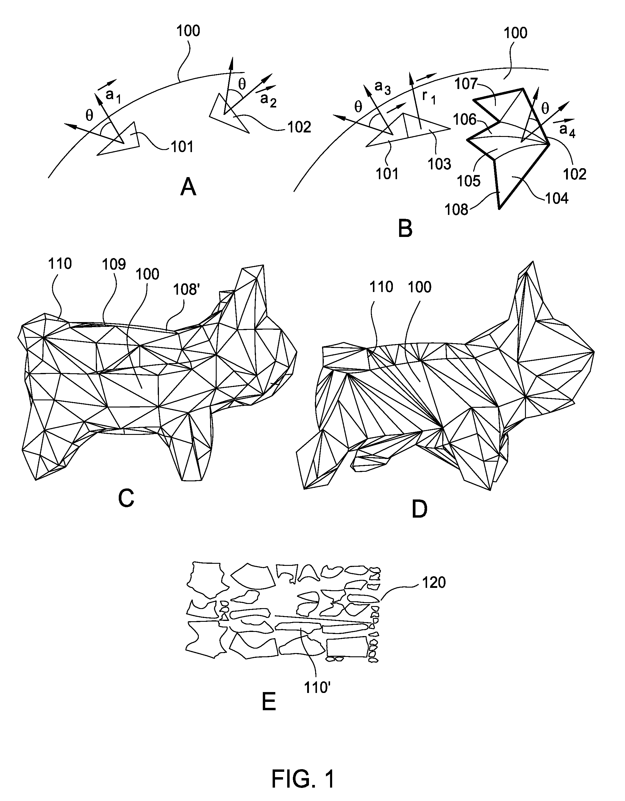 Decomposition of 3D geometry into developable surface patches and 2d cut patterns