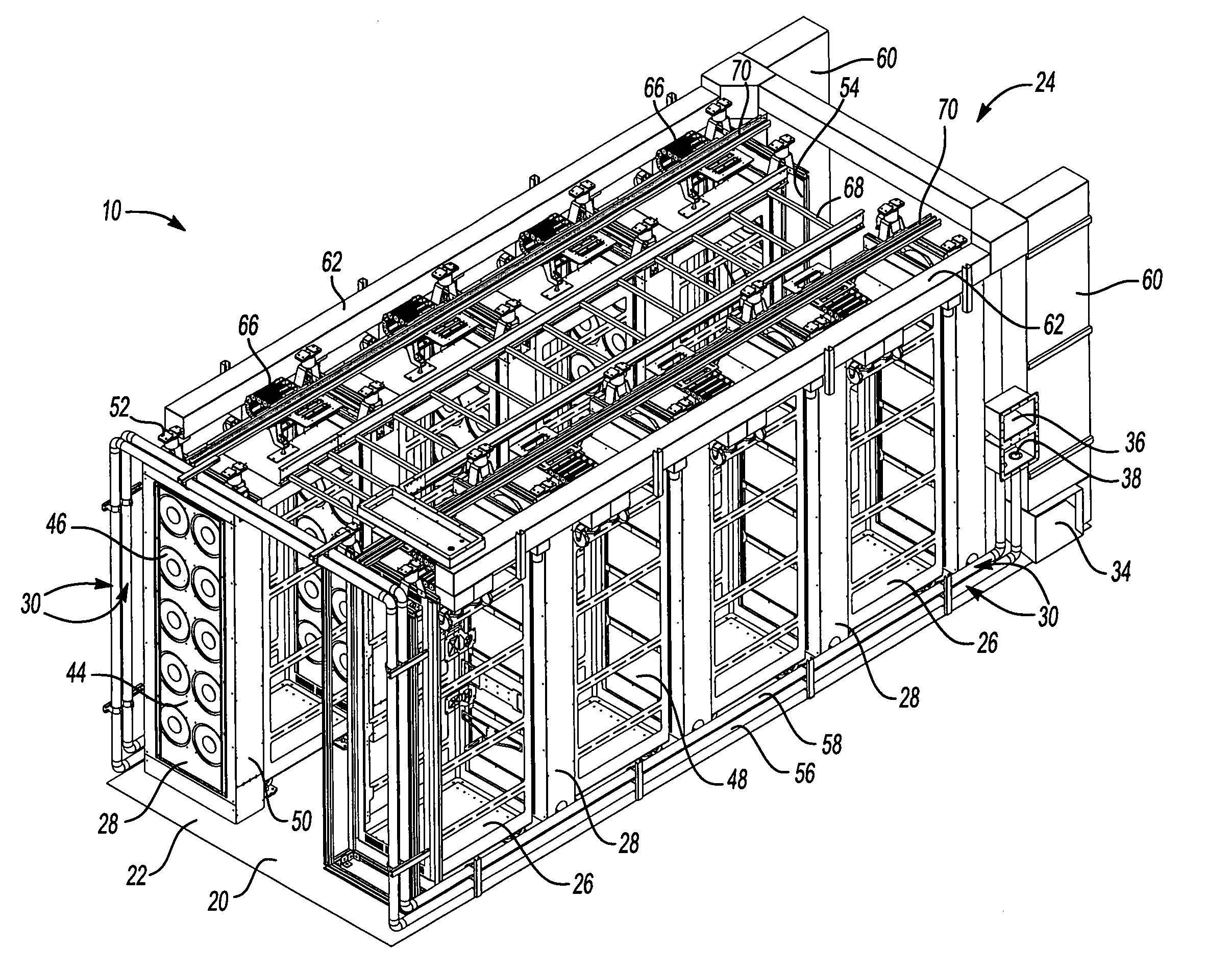 Balanced chilled fluid cooling system for a data center in a shipping container