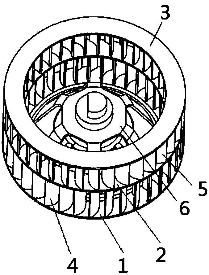 Impeller of single-air-inlet bidirectional multi-blade centrifugal fan