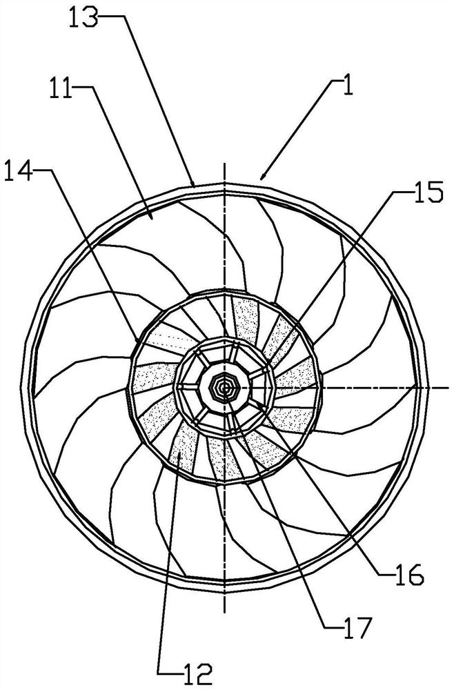 A wind wheel for motor heat dissipation and a fan including the wind wheel