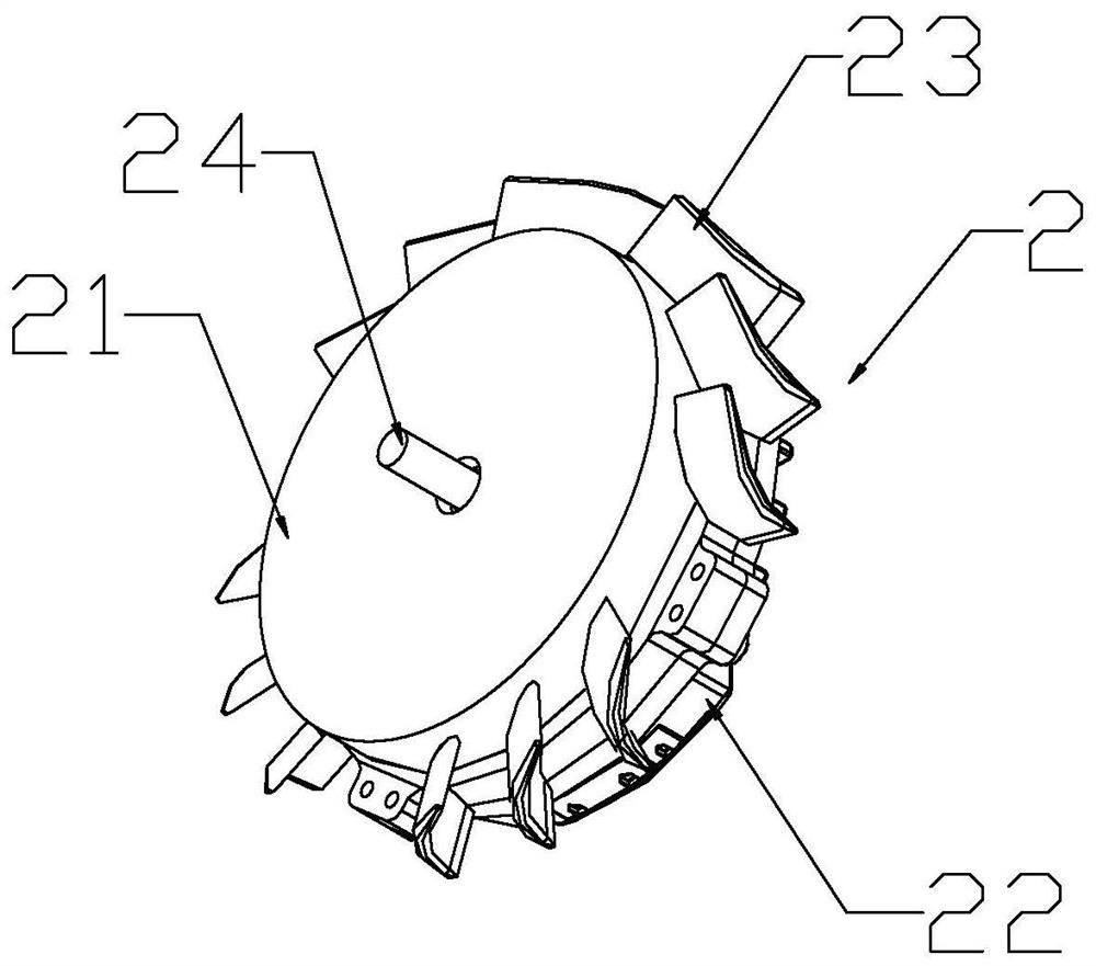 A wind wheel for motor heat dissipation and a fan including the wind wheel