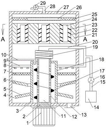 Desulfuration device based on spiral gas-liquid mixing and rotational flow gas-liquid separating principle