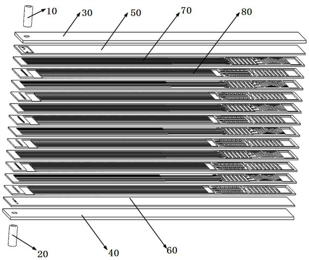 Two-stage rectangular stacked microchannel cooler