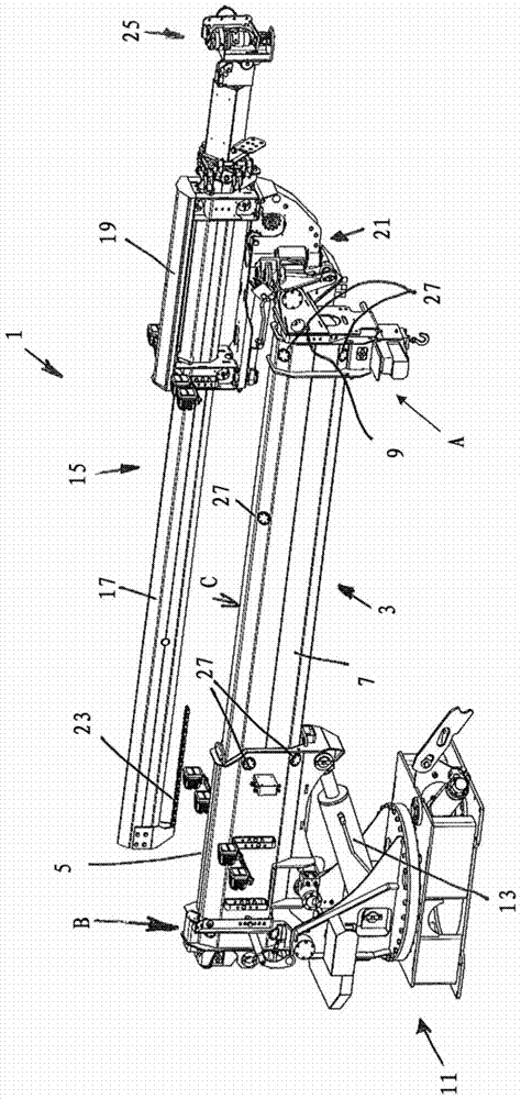 Sliding bearings for telescopic booms, in particular for shotcrete manipulators or robots