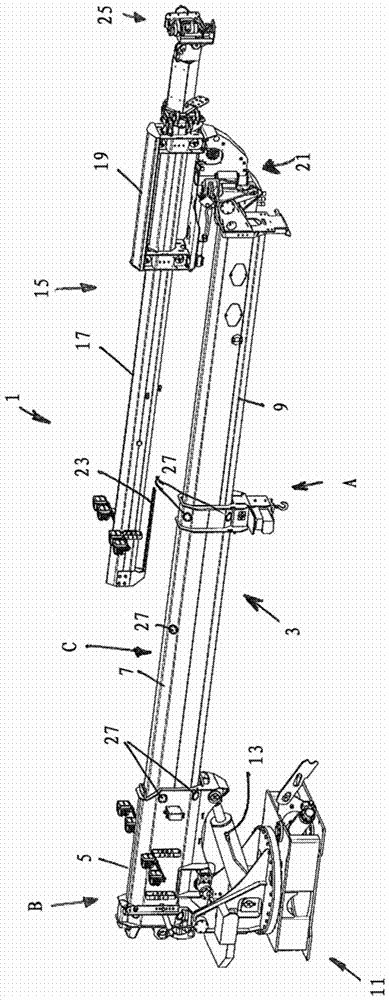 Sliding bearings for telescopic booms, in particular for shotcrete manipulators or robots