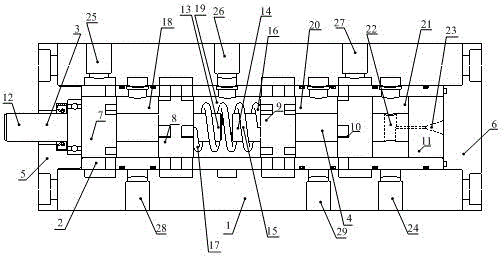 An internally controlled four-way reversing valve