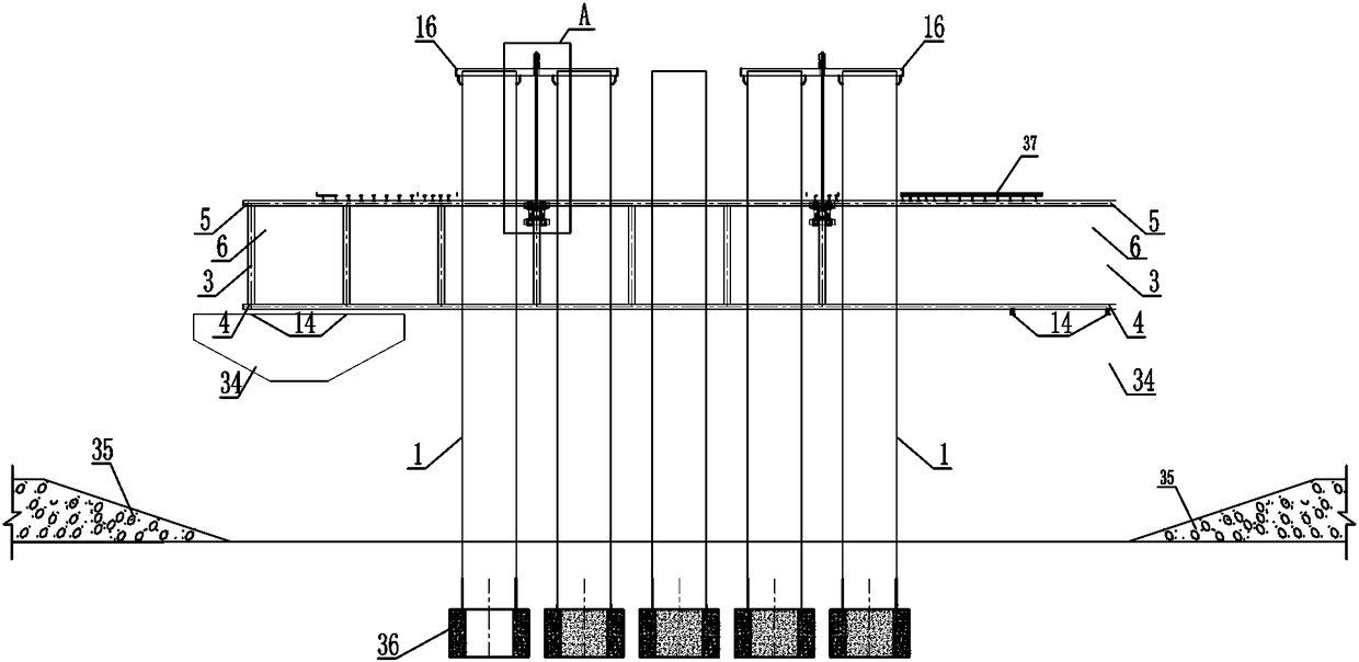 Construction platform and construction method of pebble bed large-scale deep water foundation