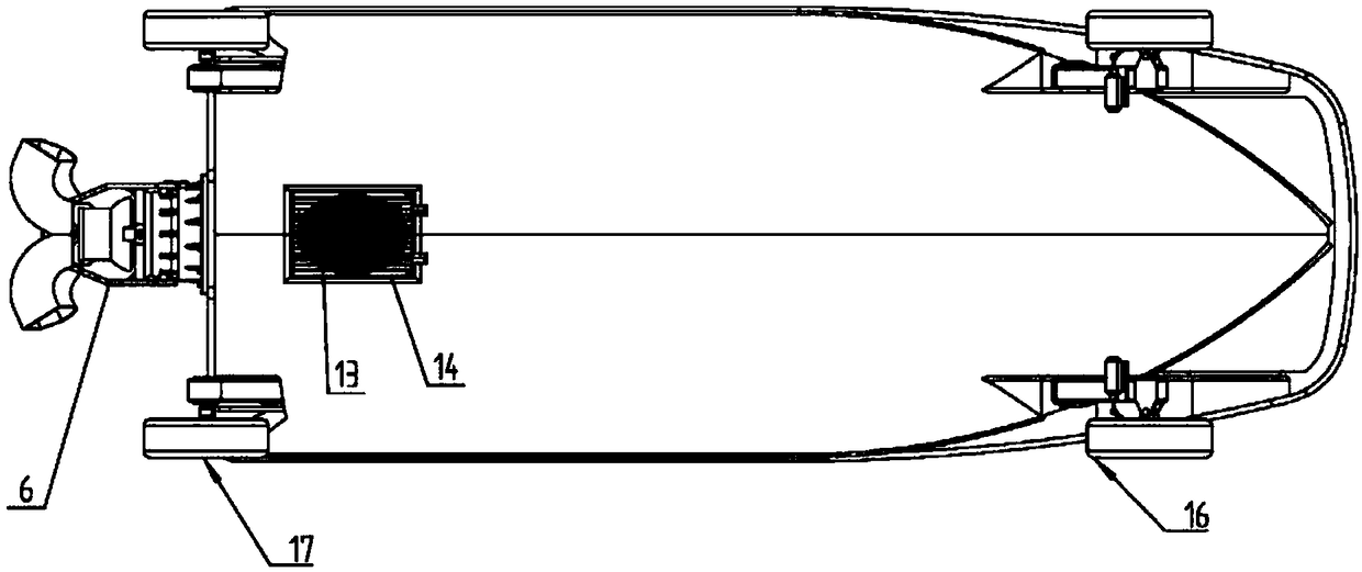 Water jet propulsion wheel type amphibious unmanned ship