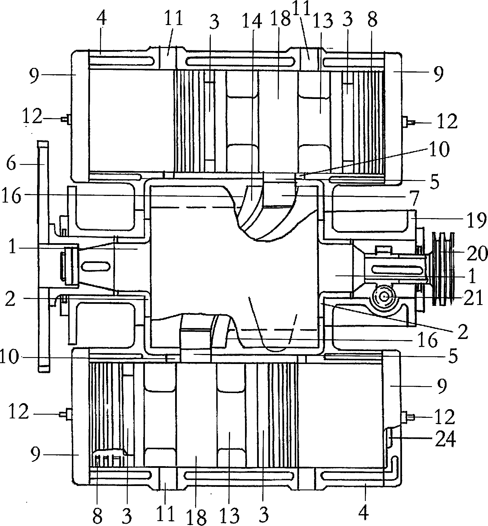 Straight-shaft piston engine and drive method thereof