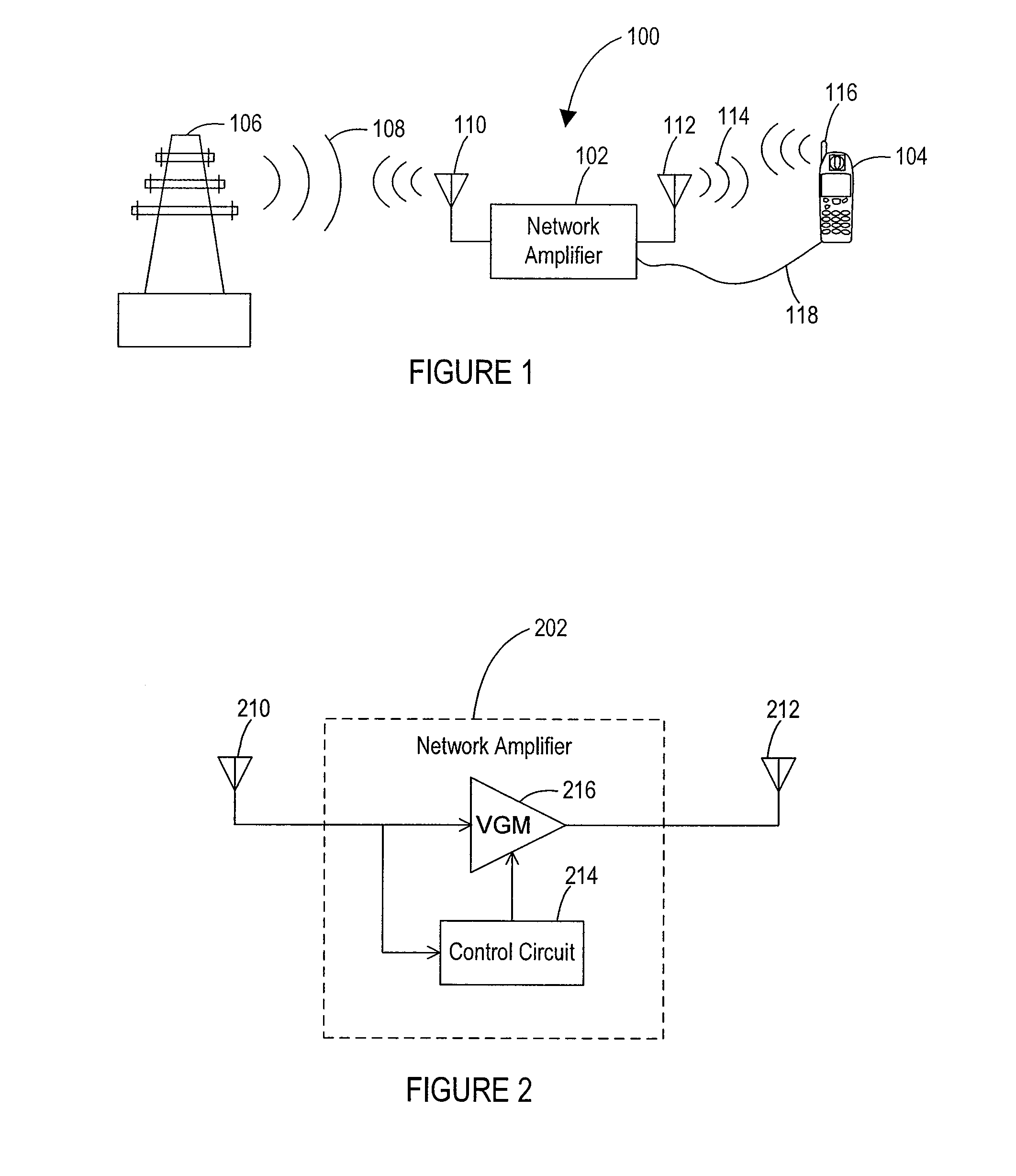 Processor-controlled variable gain cellular network amplifiers with oscillation detection circuit