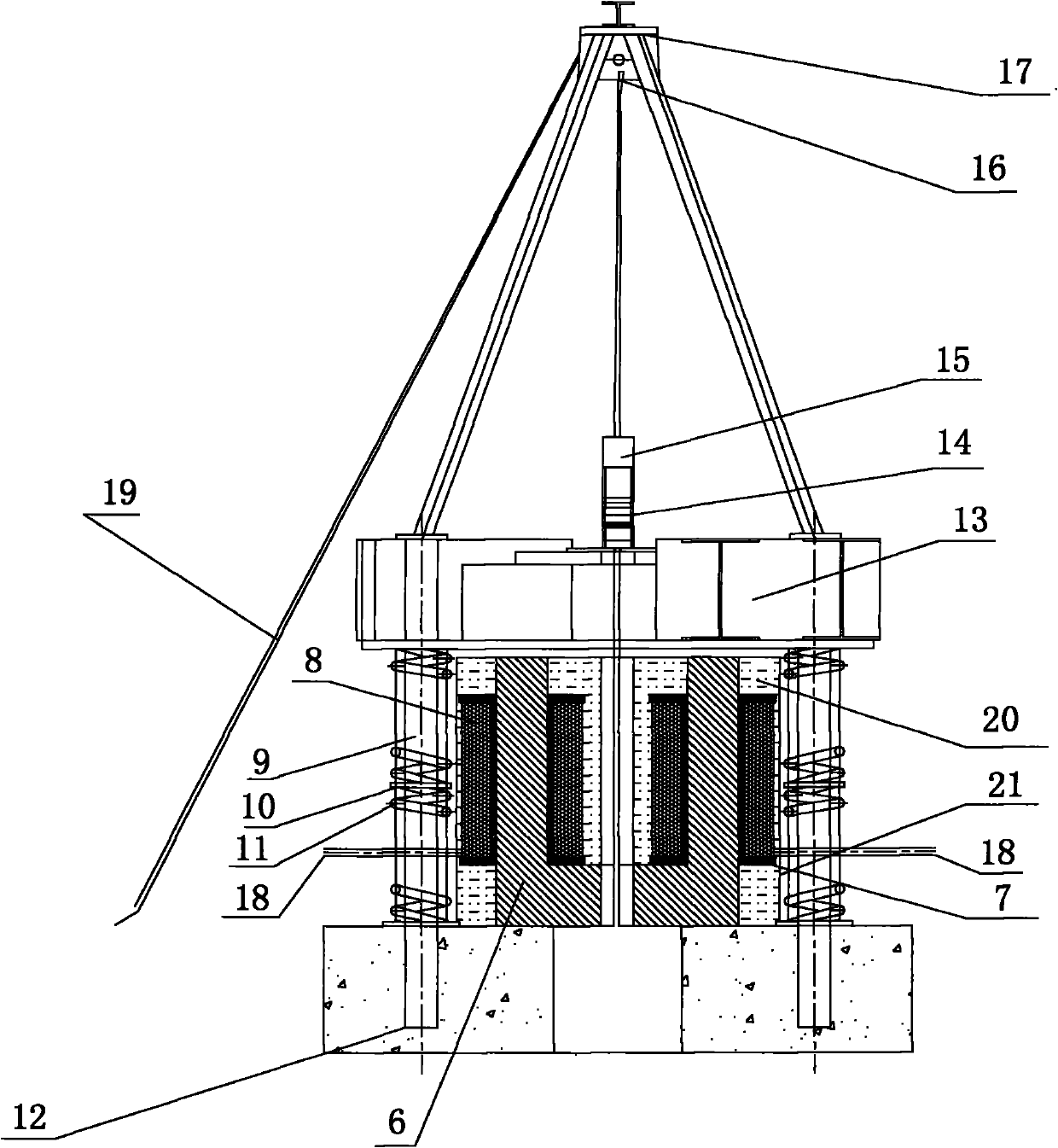 Electromagnetic drive underground high-power resonant wave displacement device and method