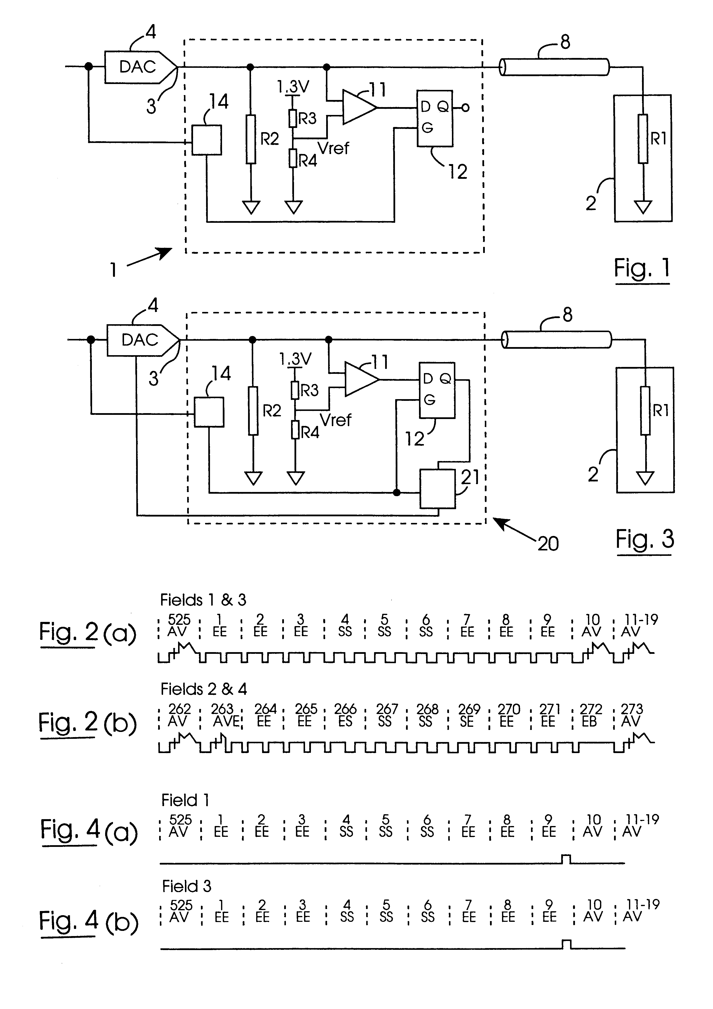 Method and a circuit for detecting the presence of a television or other device on the output of a video digital to analog converter