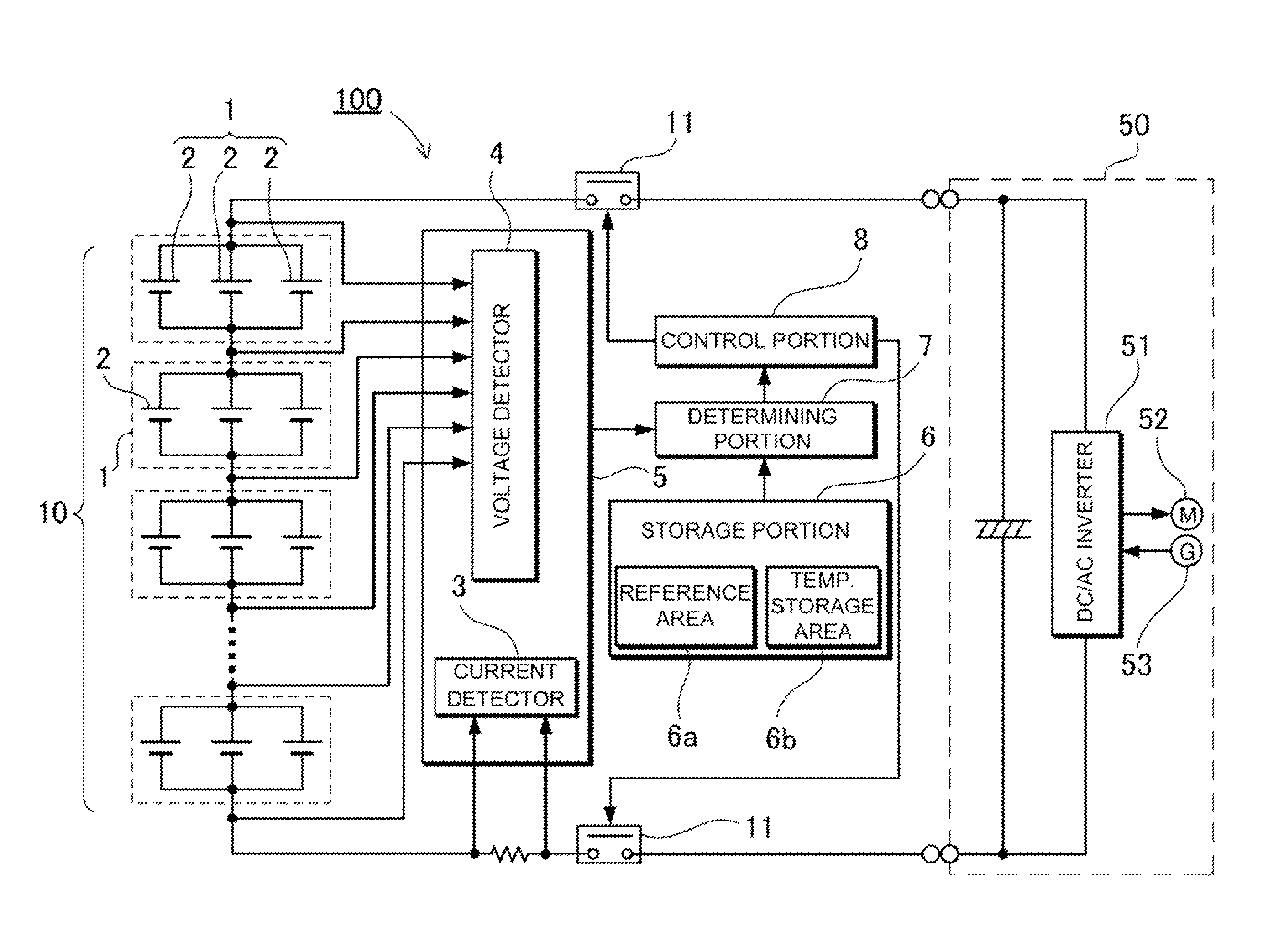 Battery system and method for detecting internal short circuit in battery system