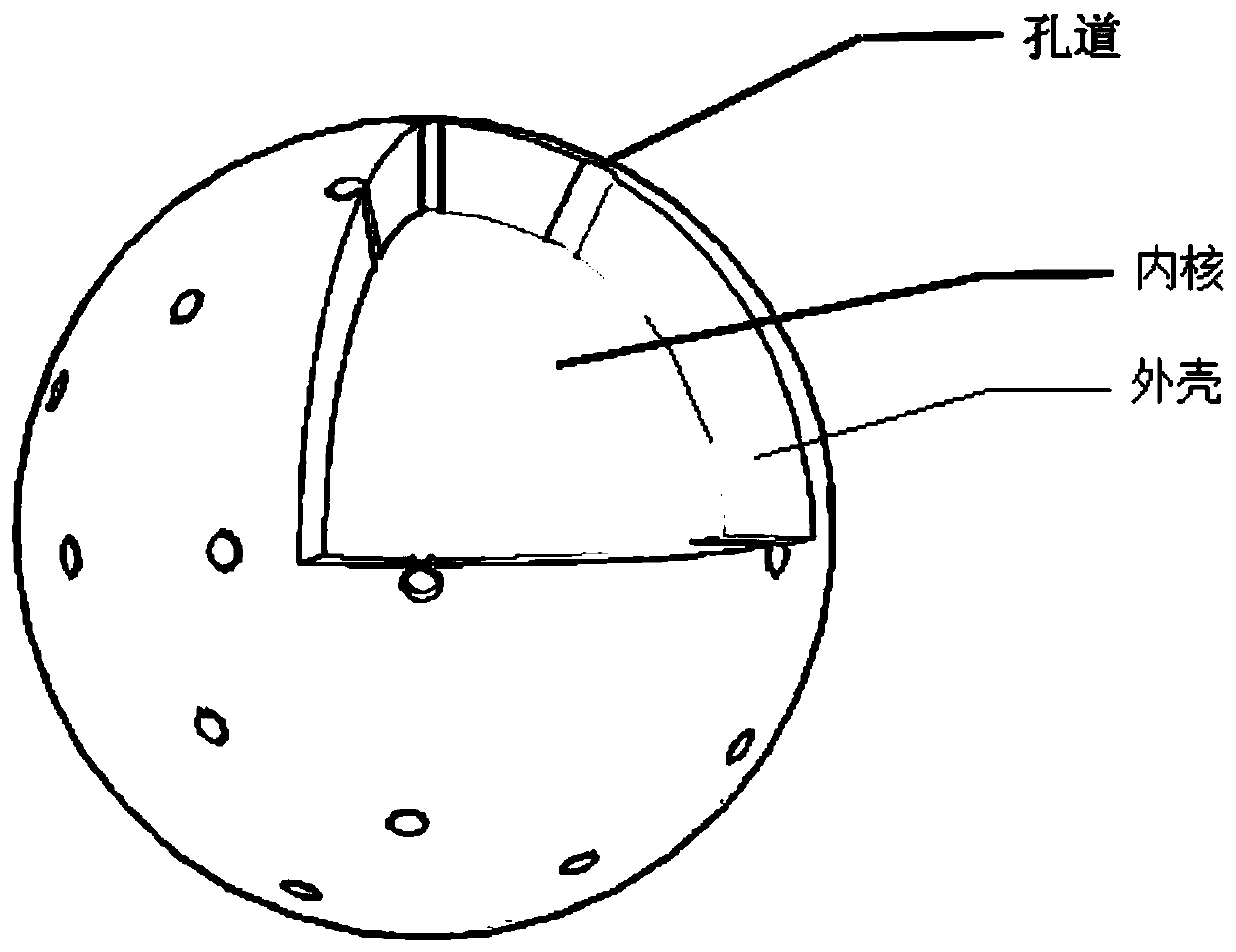 Embedded-type chemical wax removing ball as well as preparation method and application thereof