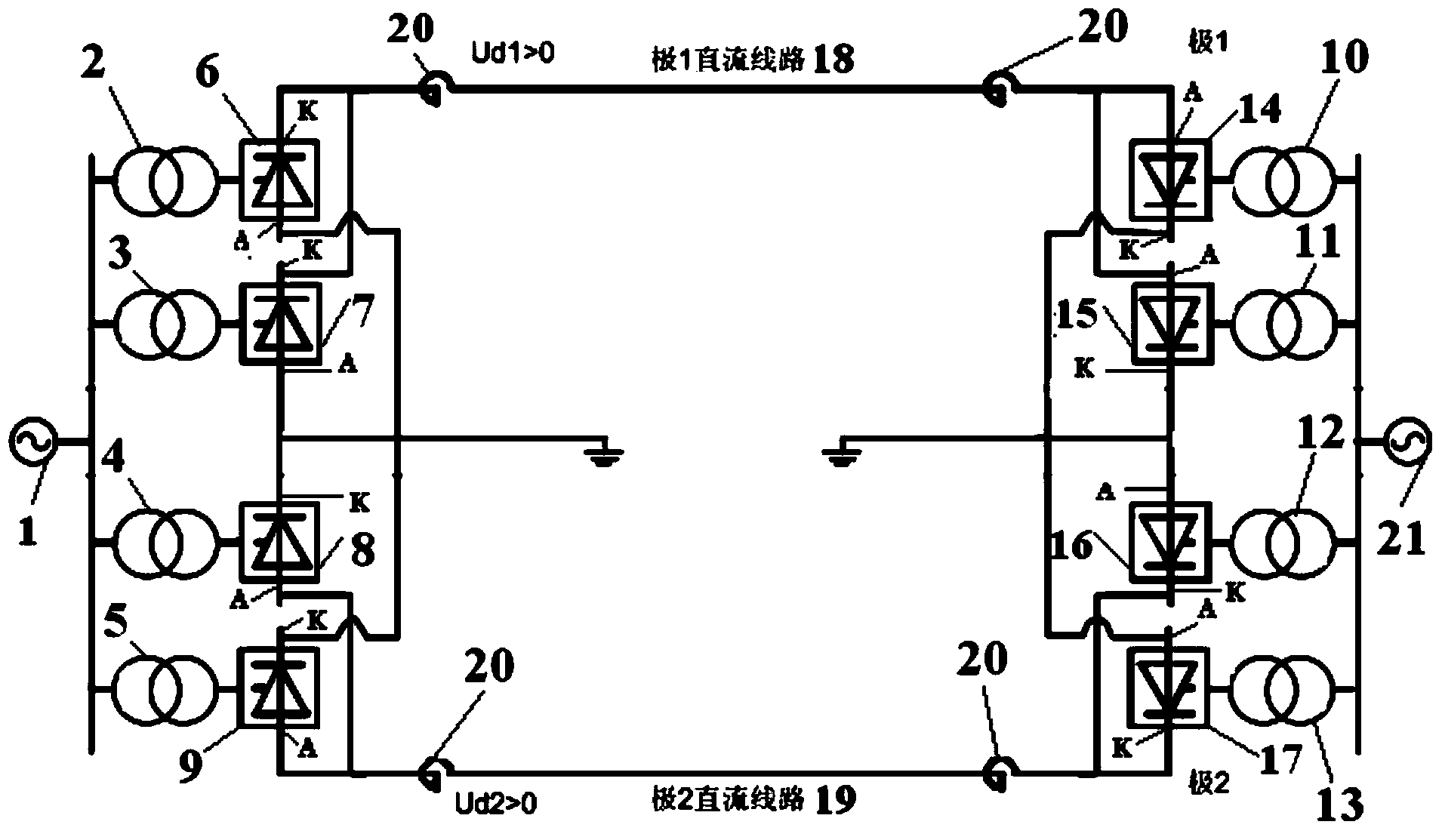 Method and device for deicing direct current transmission line of extra-high-voltage direct current project