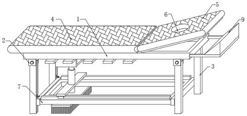 Folding massage bed with automatic bed bottom cleaning function