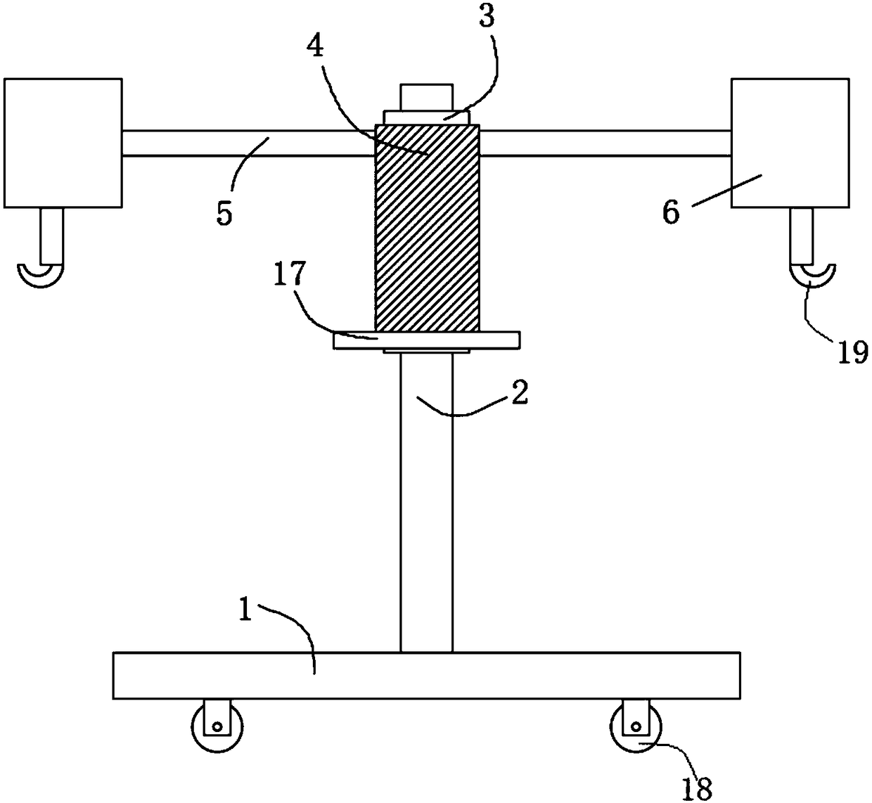 Rotary movable building equipment lifting device