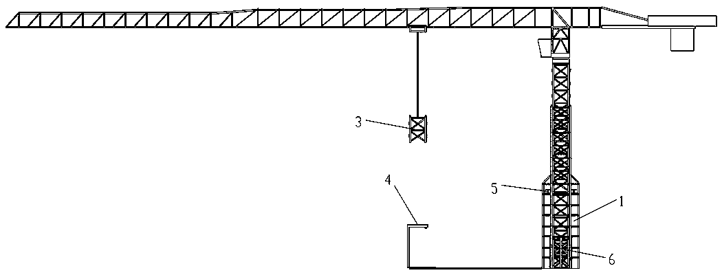 Ground jacking type tower crane device and construction method