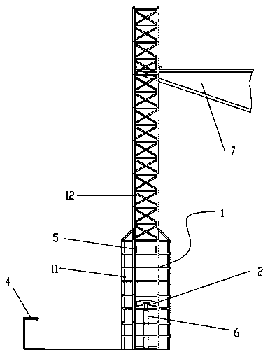 Ground jacking type tower crane device and construction method