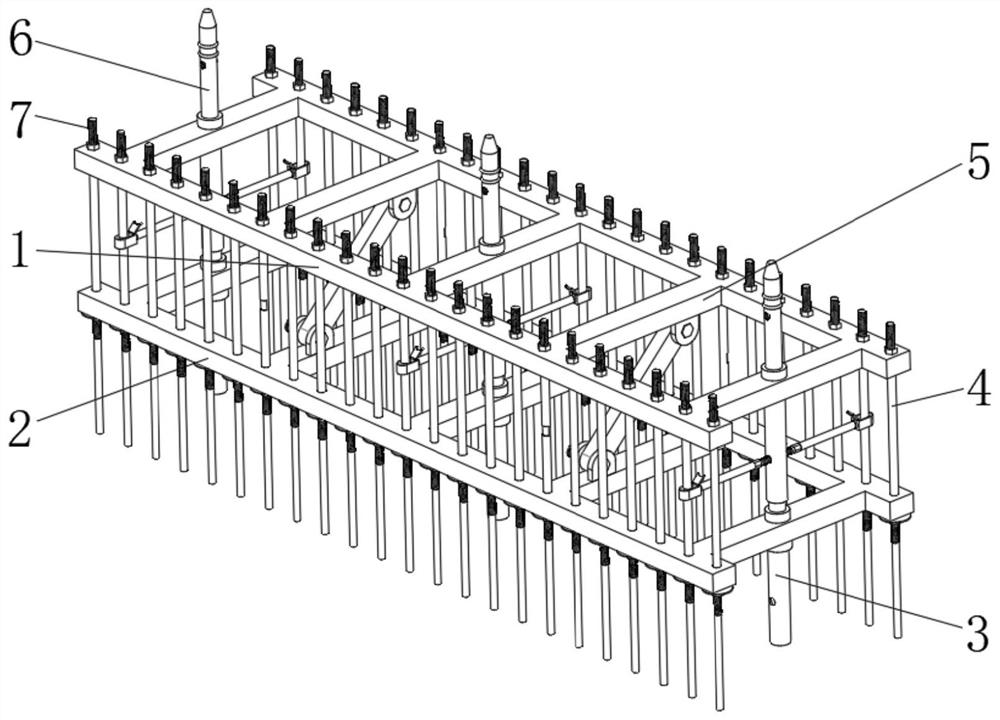 Foundation pit supporting pile top crown beam structure and construction method thereof