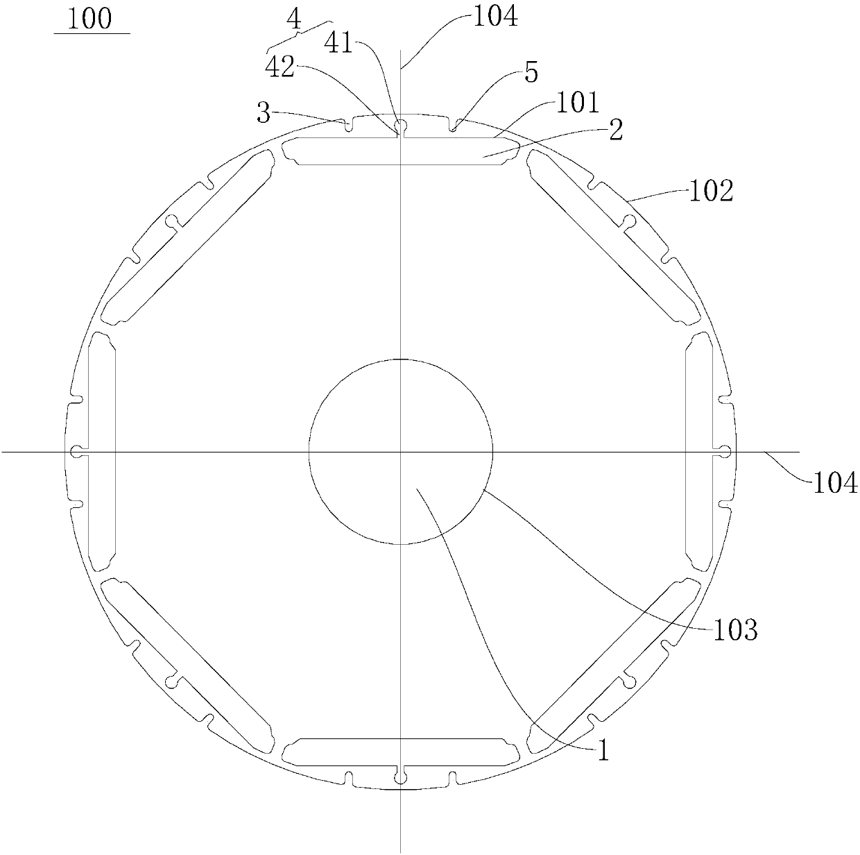 Rotor punching sheet, rotor core, motor, and compressor