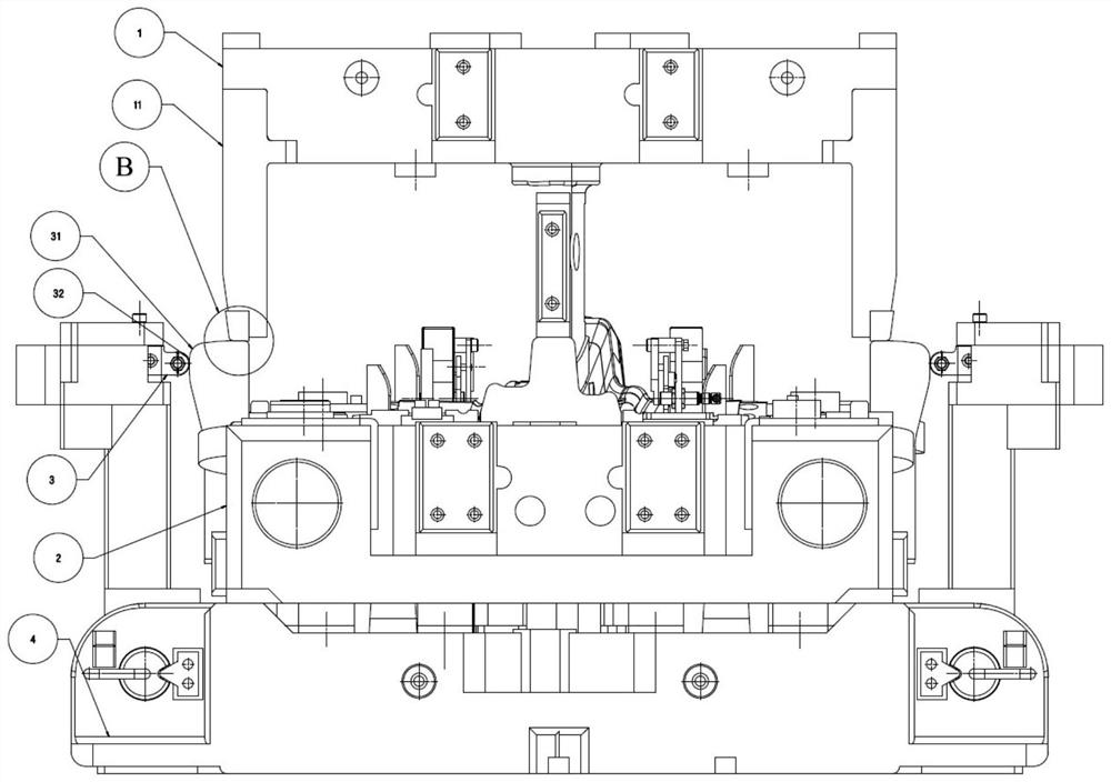 Mechanical mechanism for delayed release of upper die core of drawing die