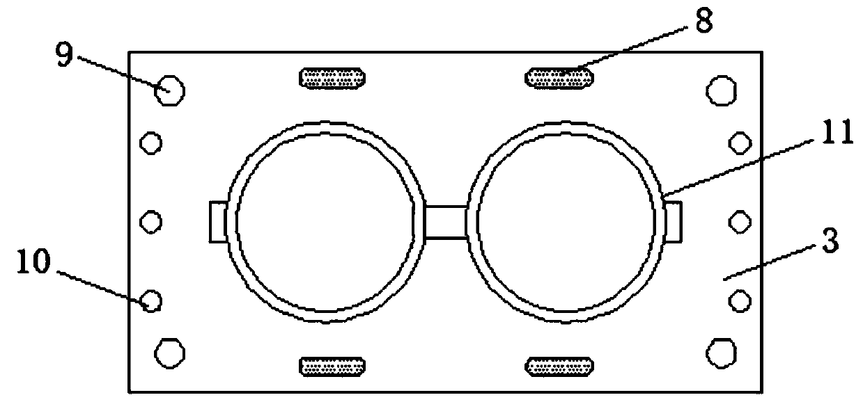 Processing mold for cellulose acetate plastic sheet glasses