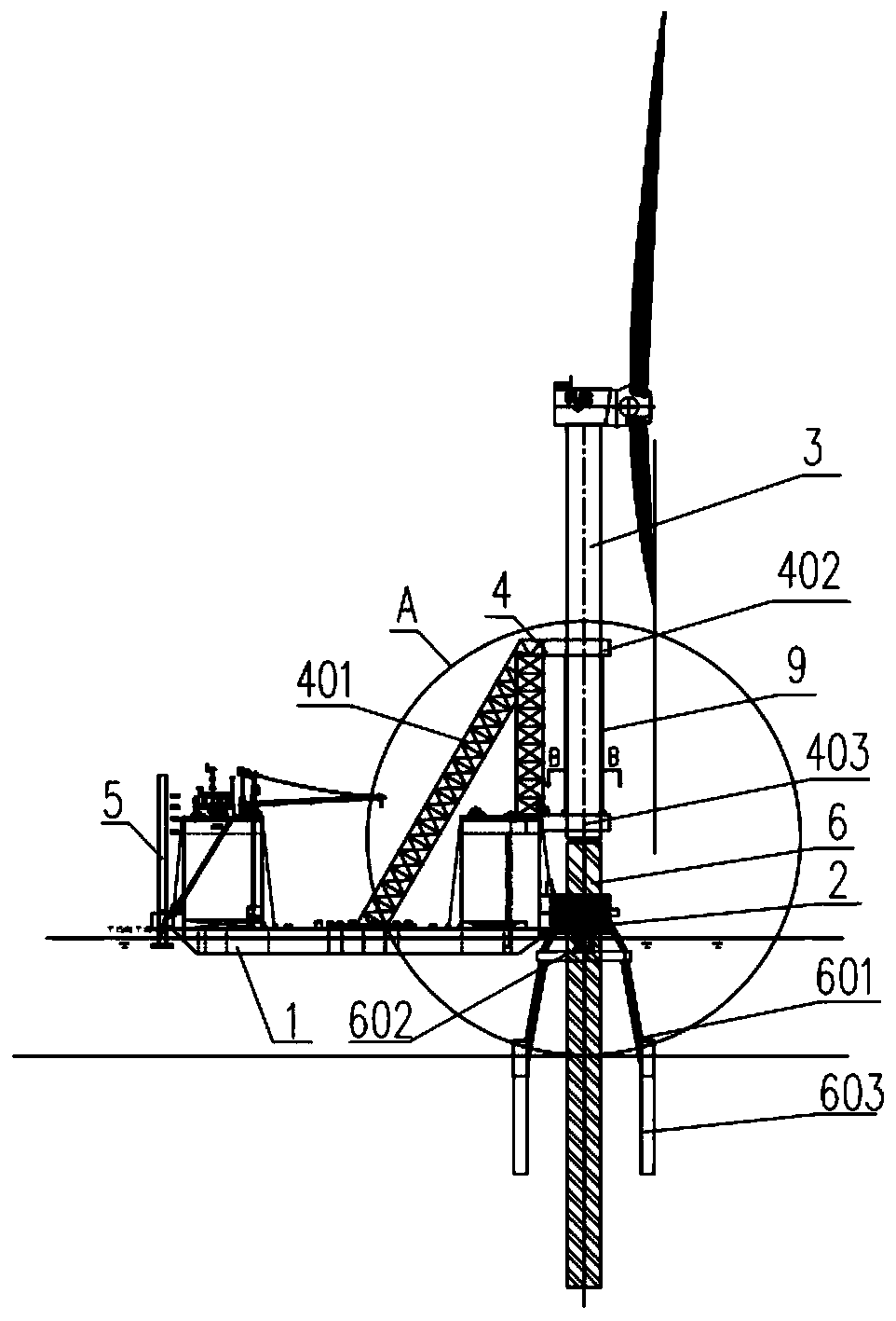 Novel offshore wind turbine integral transportation and installation device and method