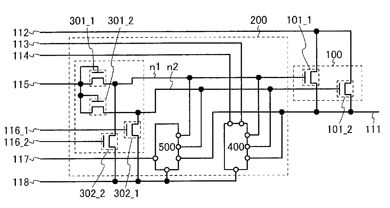 Liquid crystal display device having interconnected transistors and electronic device including the same