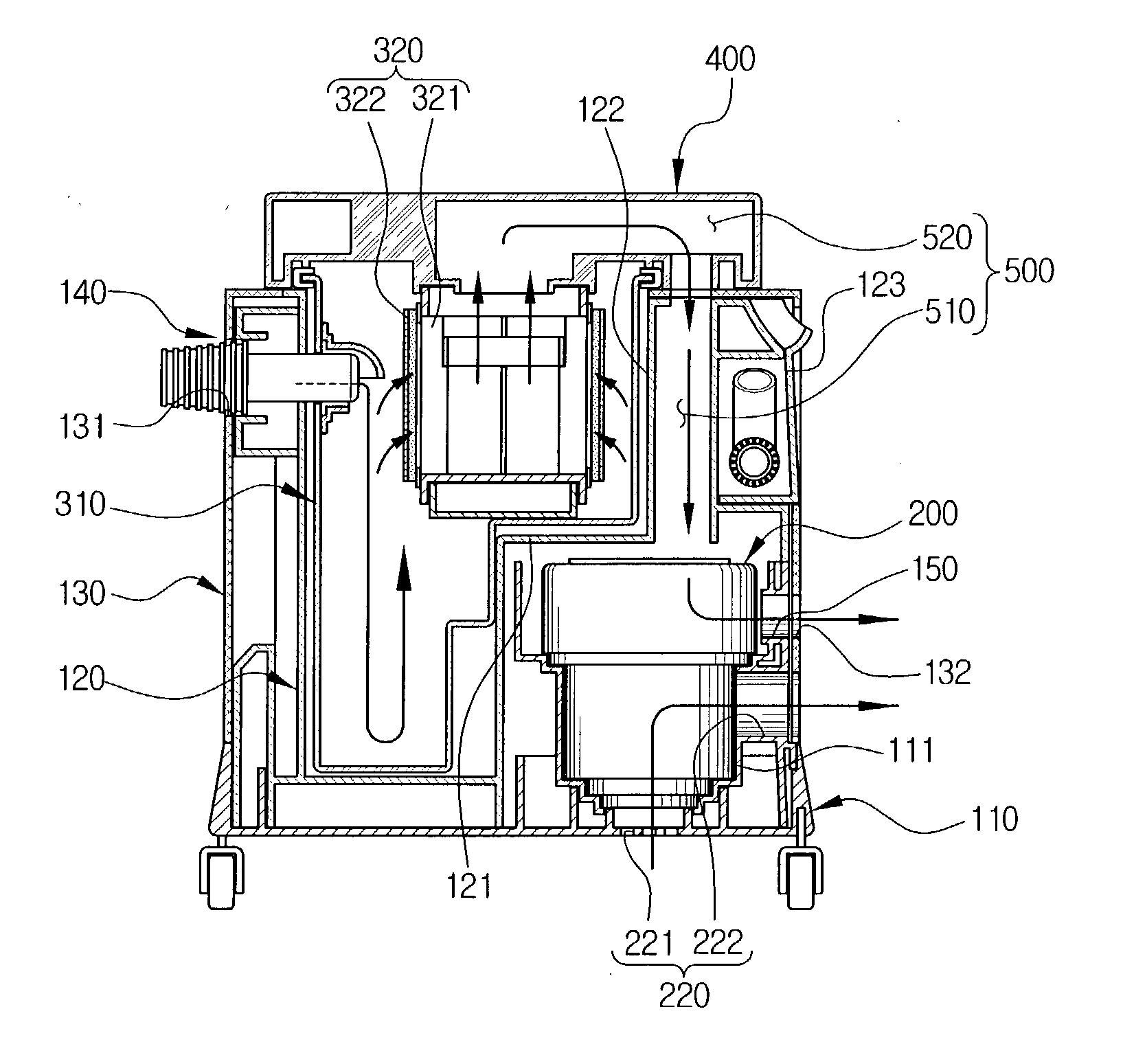 Combination wet and dry type vacuum cleaner