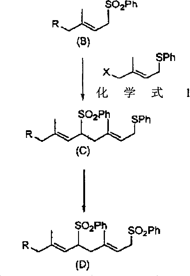 Process for preparing carotenoid polyene chain compounds and intermediates for preparing same