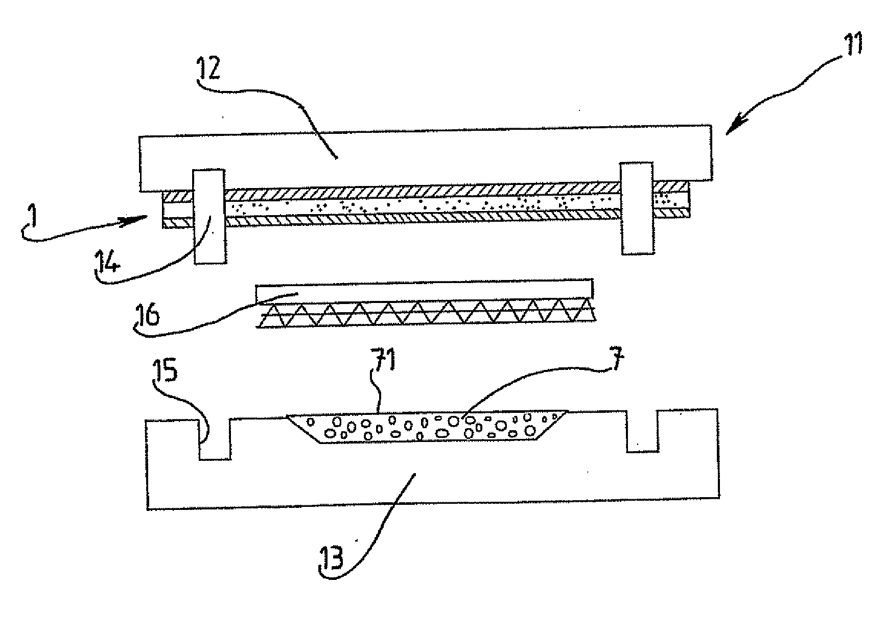 Process for making a multilayer part with a flexible local zone designed, for example, to be used as interior fittings for a motor vehicle