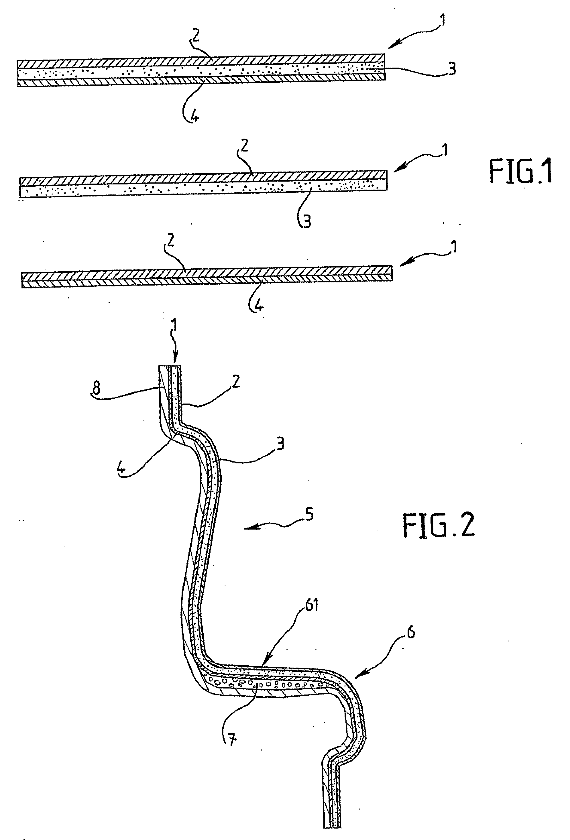 Process for making a multilayer part with a flexible local zone designed, for example, to be used as interior fittings for a motor vehicle