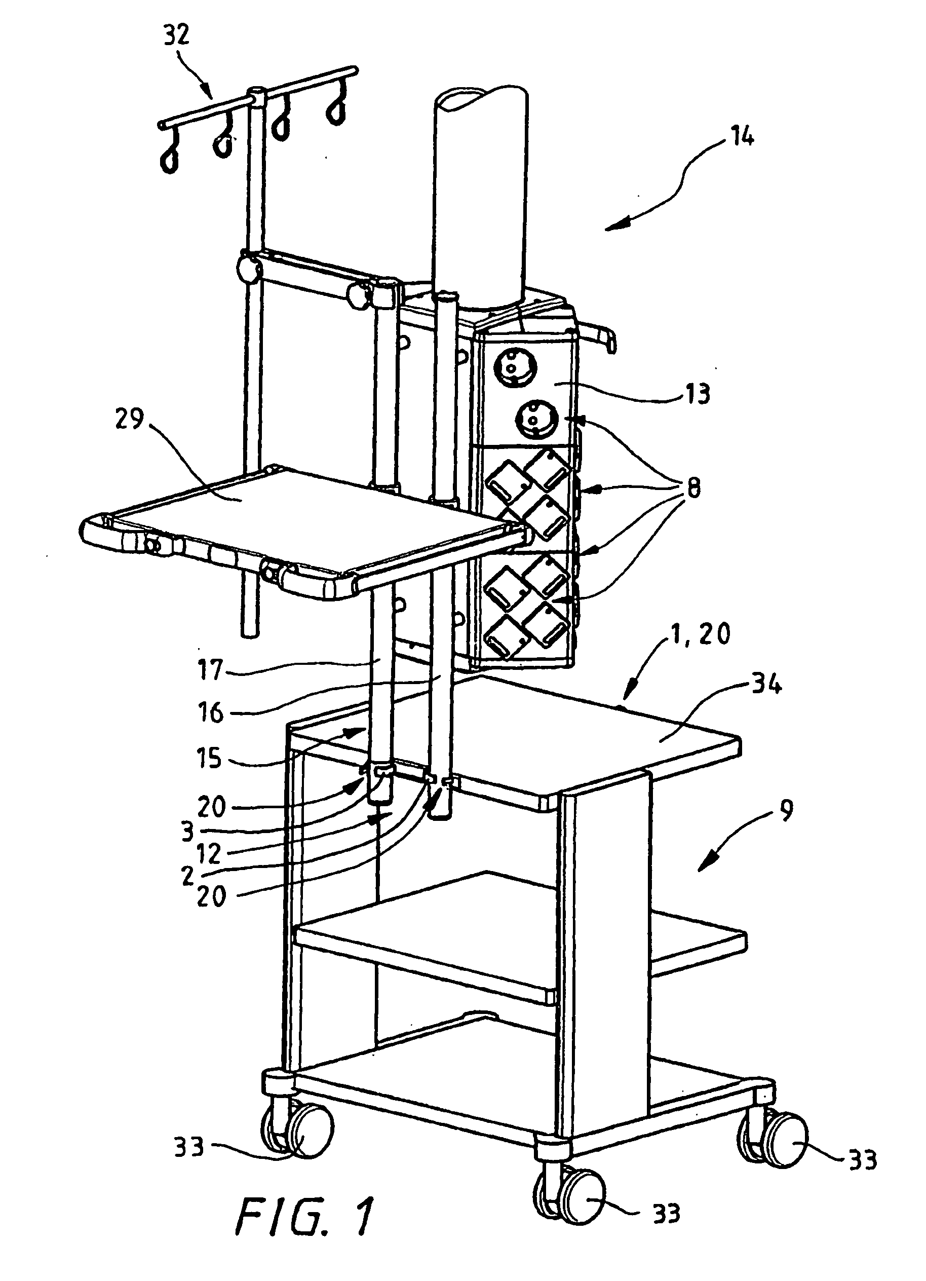 Coupling device of a transport cart with a structure of a supply panel for medical applications